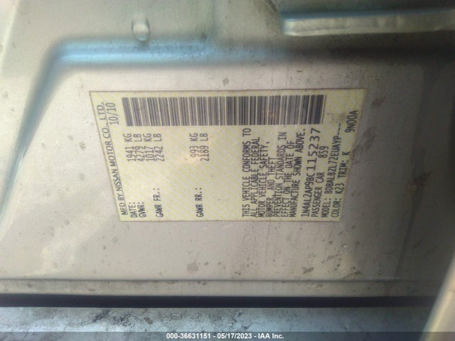 2011 NISSAN ALTIMA 2.5 S VIN: 1N4AL2AP9BC115237