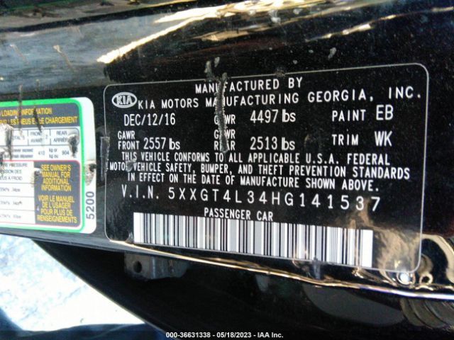 5XXGT4L34HG141537 KIA Optima Lx