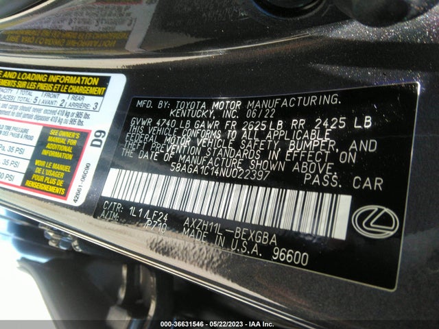 58AGA1C14NU022397 Lexus Es Es 300h F Sport
