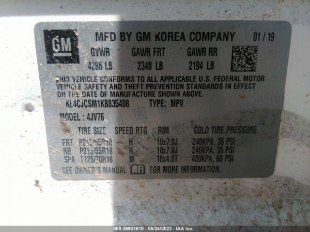 KL4CJCSM1KB835408 Buick Encore Essence