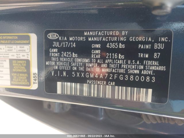 5XXGM4A72FG380083 KIA Optima Lx