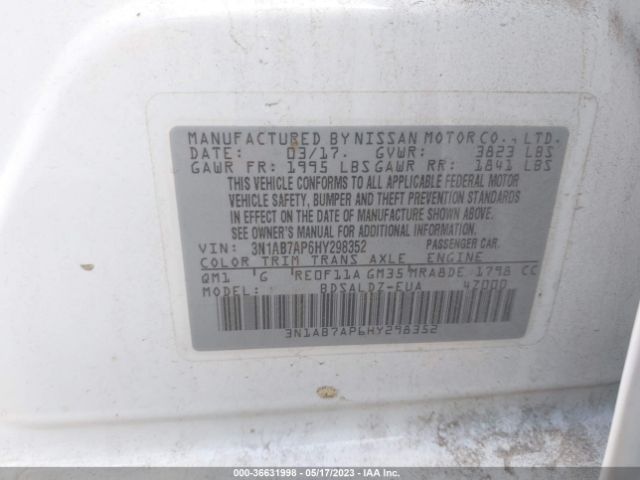 3N1AB7AP6HY298352 Nissan SENTRA SV