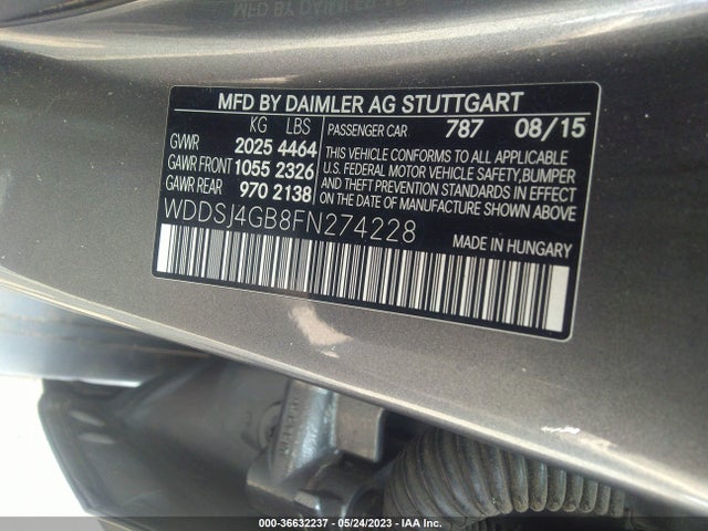 2015 MERCEDES-BENZ CLA-CLASS CLA 250 VIN: WDDSJ4GB8FN274228