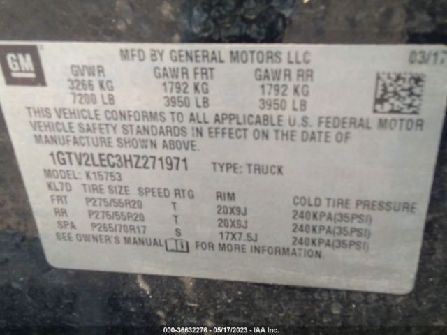 1GTV2LEC3HZ271971 GMC SIERRA 1500