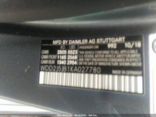 2019 Mercedes-Benz CLS-Class, VIN: WDD2J5JB1KA027780