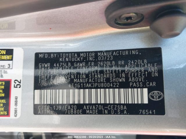 4T1G11AK3PU800422 Toyota Camry Se/se Nightshade