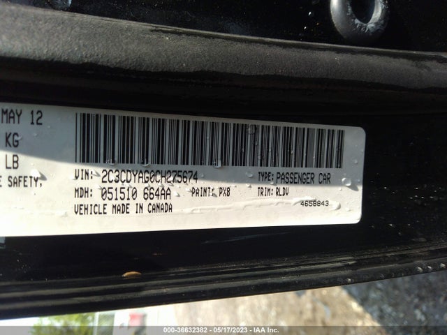 2012 DODGE CHALLENGER SXT PLUS VIN: 2C3CDYAG0CH275674