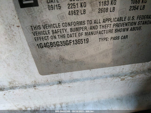 1G4GB5G35GF136519 Buick Lacrosse Leather