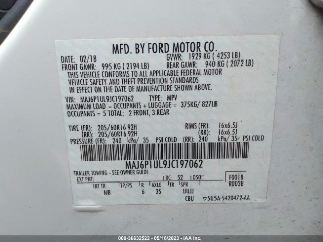 MAJ6P1UL9JC197062 Ford Ecosport Se