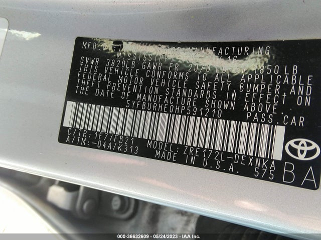 Toyota Corolla L/le/xle/se 2017 5YFBURHE0HP591210 Image 10