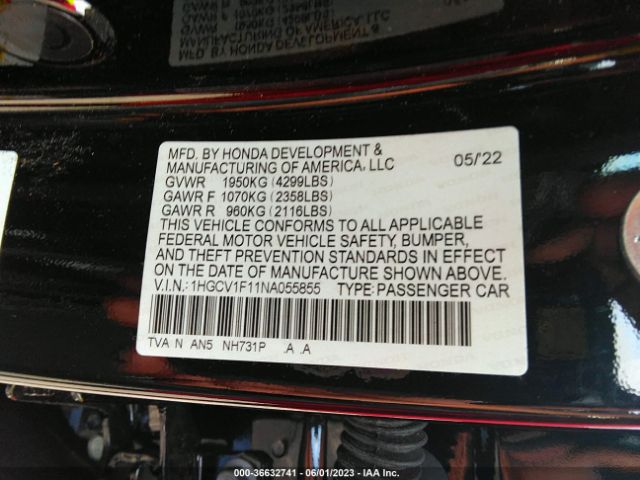 1HGCV1F11NA055855 Honda Accord Sedan Lx