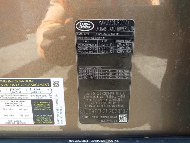 2020 Land Rover Defender, VIN: SALE97EU3L2029137