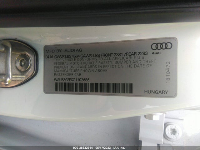 WAUB8GFFXG1102686 Audi A3 2.0t Premium
