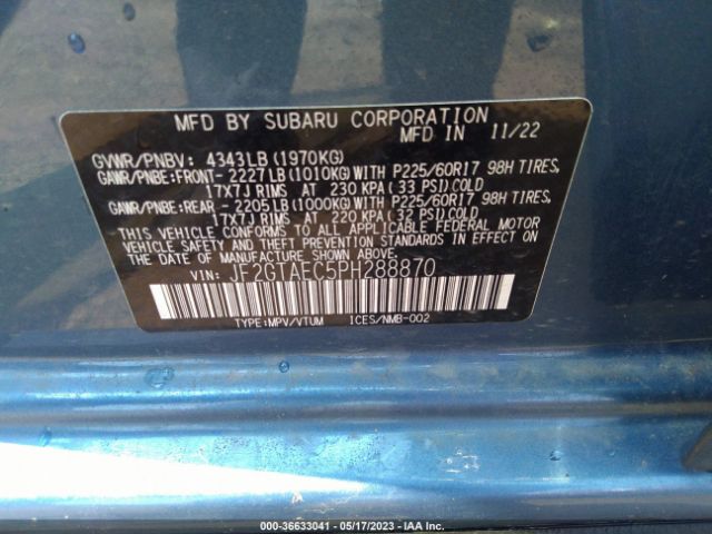 JF2GTAEC5PH288870 Subaru Crosstrek Premium