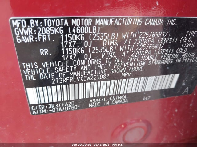 Toyota Rav4 Xle 2014 2T3RFREVXEW223082 Image 9