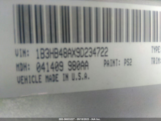 2009 DODGE CALIBER SXT VIN: 1B3HB48AX9D234722