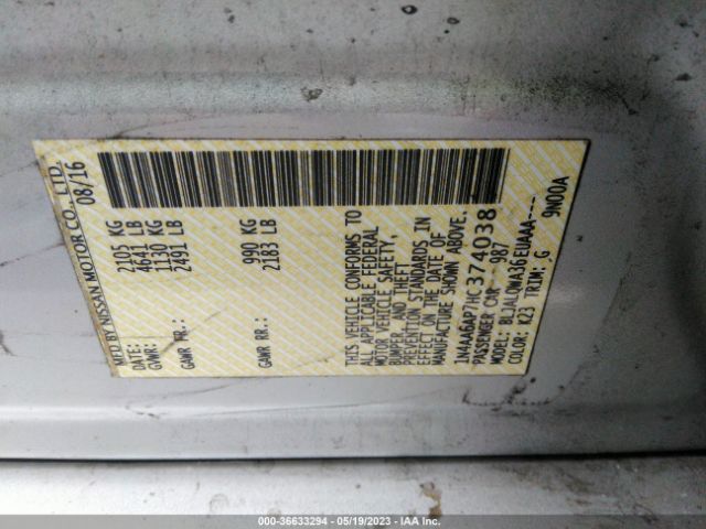 1N4AA6AP7HC374038 Nissan Maxima Sv/s/sl/sr/platinum