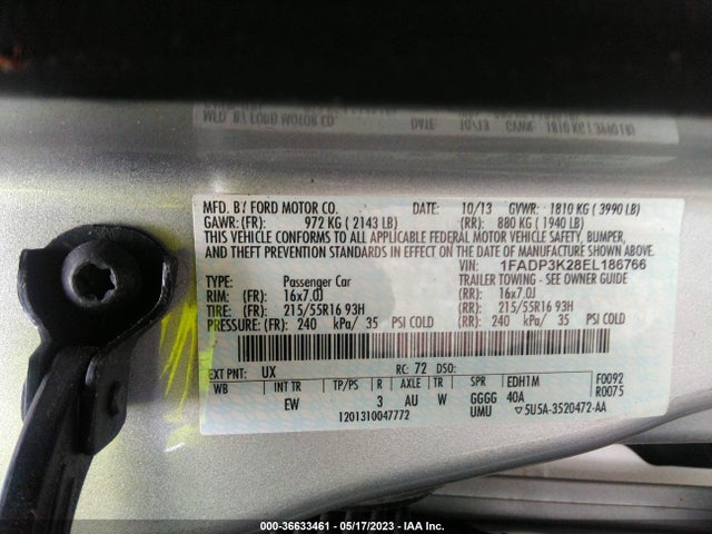 Ford FOCUS SE 2014 1FADP3K28EL186766 Image 9