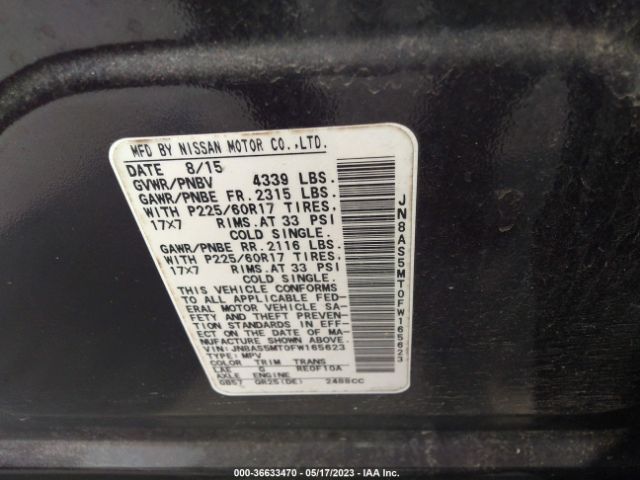 JN8AS5MT0FW165623 Nissan Rogue Select S