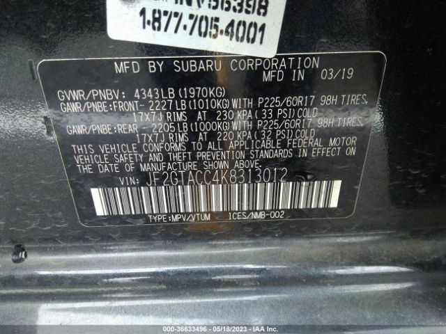 JF2GTACC4K8313012 Subaru Crosstrek Premium