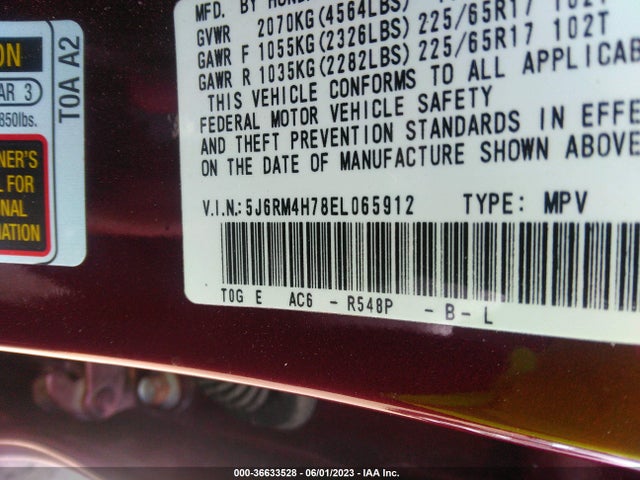 Honda Cr-v Ex-l 2014 5J6RM4H78EL065912 Image 9