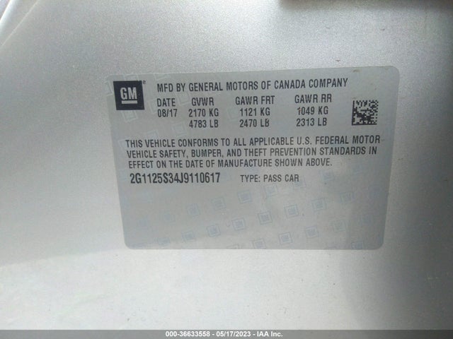 Chevrolet Impala Premier 2018 2G1125S34J9110617 Image 9