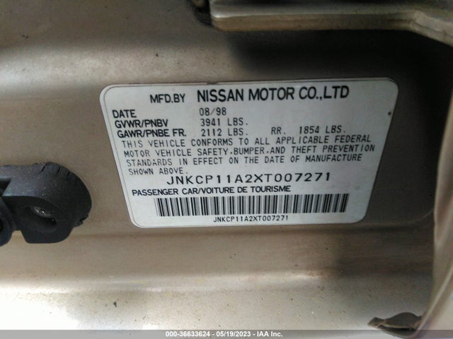 1999 INFINITI G20 VIN: JNKCP11A2XT007271