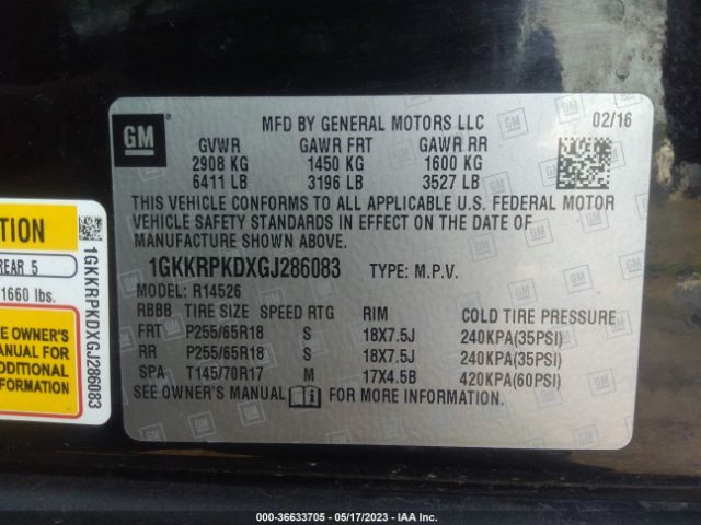 1GKKRPKDXGJ286083 GMC ACADIA SLE