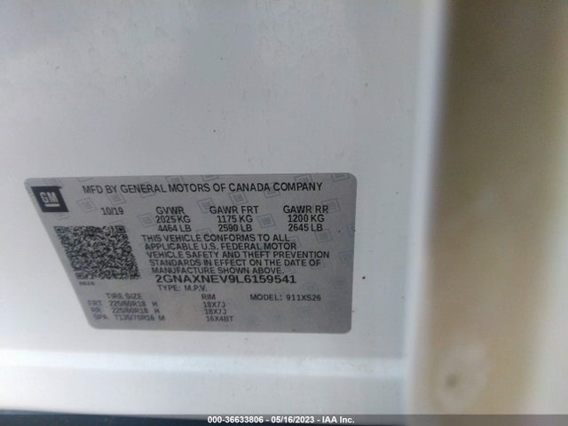 Chevrolet Equinox Premier 2020 2GNAXNEV9L6159541 Image 9