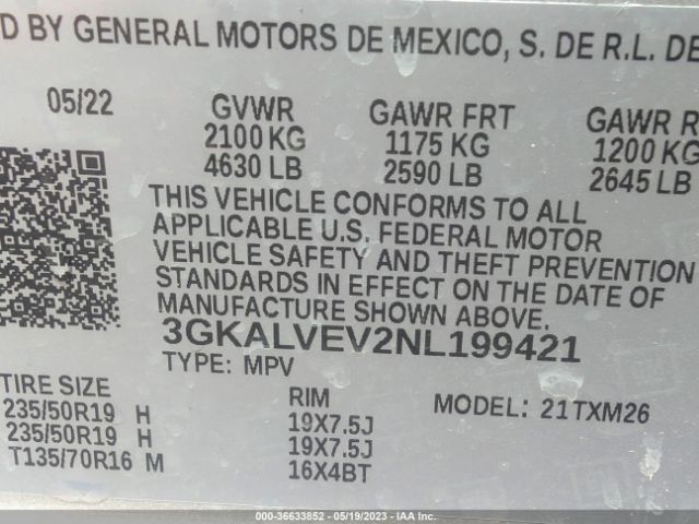 3GKALVEV2NL199421 GMC Terrain Slt