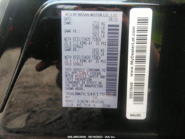 2015 INFINITI QX60 VIN: 5N1AL0MN7FC546170