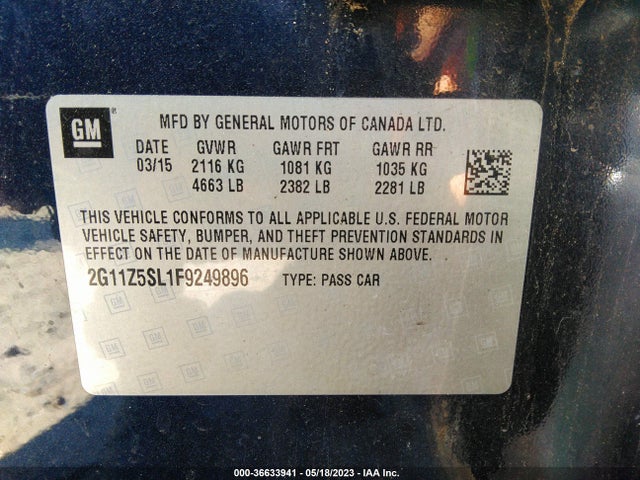 Chevrolet IMPALA LS 2015 2G11Z5SL1F9249896 Image 11