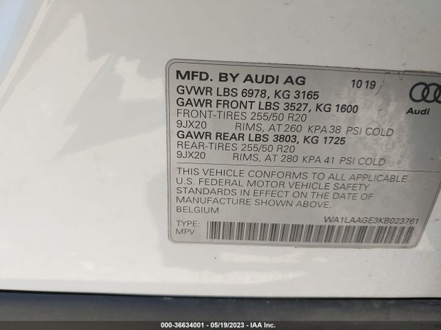 2019 Audi e-tron, VIN: WA1LAAGE3KB023761