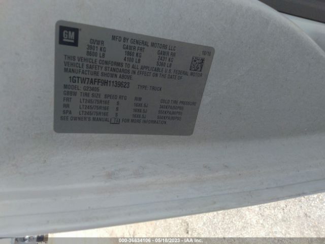 1GTW7AFF9H1139623 GMC SAVANA CARGO VAN