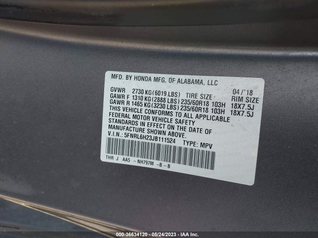 Honda ODYSSEY LX 2018 5FNRL6H23JB111524 Image 9