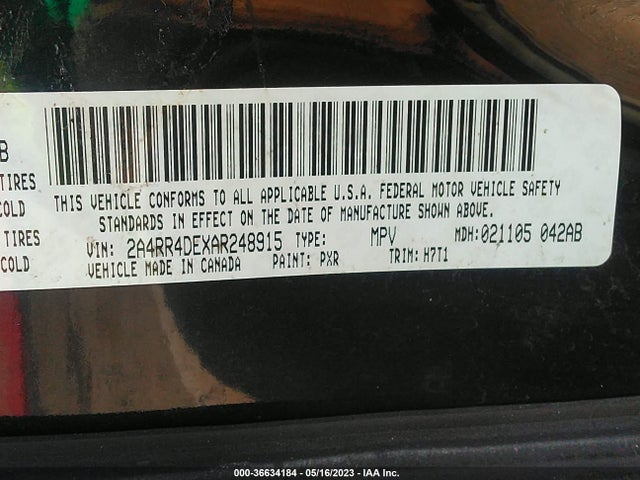 2010 CHRYSLER TOWN & COUNTRY LX VIN: 2A4RR4DEXAR248915