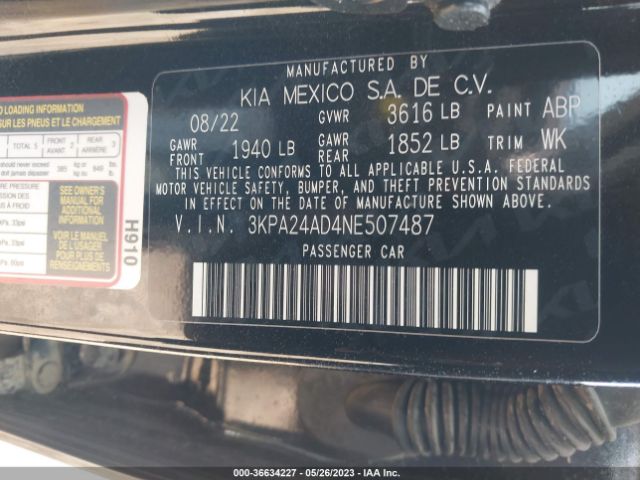 3KPA24AD4NE507487 KIA RIO S
