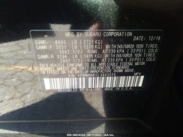 4S4WMAMD2L3443024 Subaru Ascent Limited
