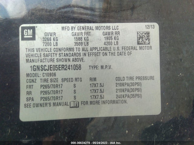 Chevrolet Suburban Lt 2014 1GNSCJE05ER241058 Image 10