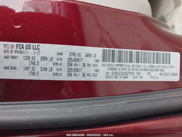 2C4RDGCG3HR677574 Dodge Grand Caravan Sxt