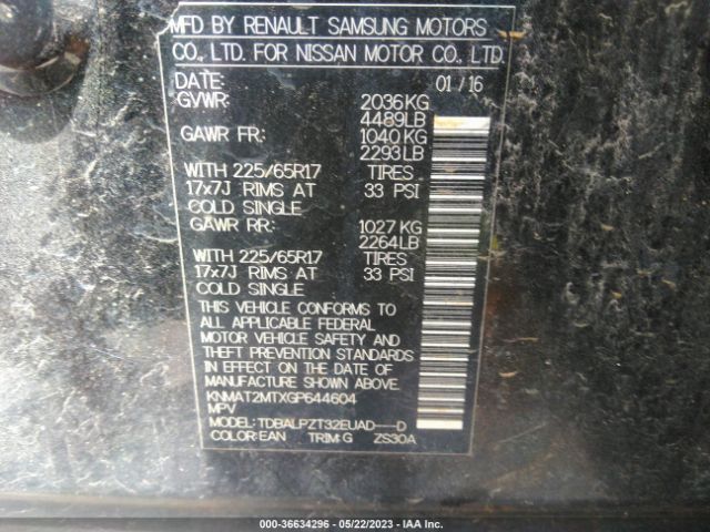KNMAT2MTXGP644604 Nissan ROGUE S