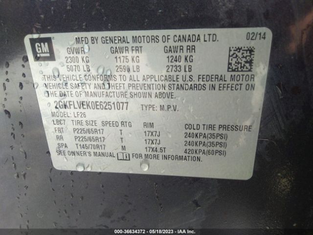 2GKFLVEK0E6251077 GMC Terrain Sle