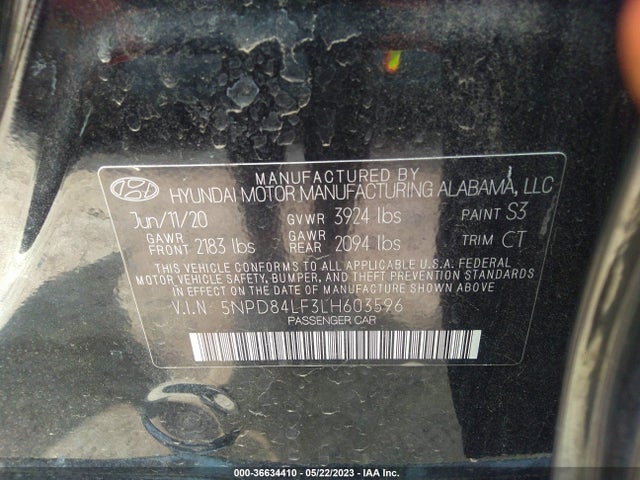 2020 HYUNDAI ELANTRA VALUE EDITION VIN: 5NPD84LF3LH603596