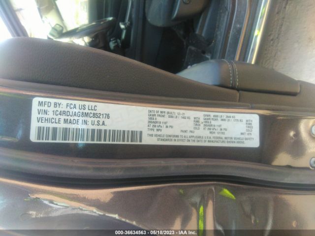 1C4RDJAG8MC852176 Dodge Durango Sxt Plus