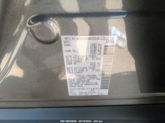 5N1AT2MT6KC751032 Nissan Rogue Sl