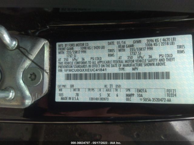 1FMCU0GXXEUC41841 Ford ESCAPE SE