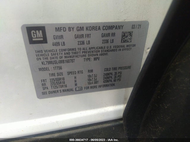 Chevrolet Trailblazer Rs 2021 KL79MUSL4MB160707 Image 9