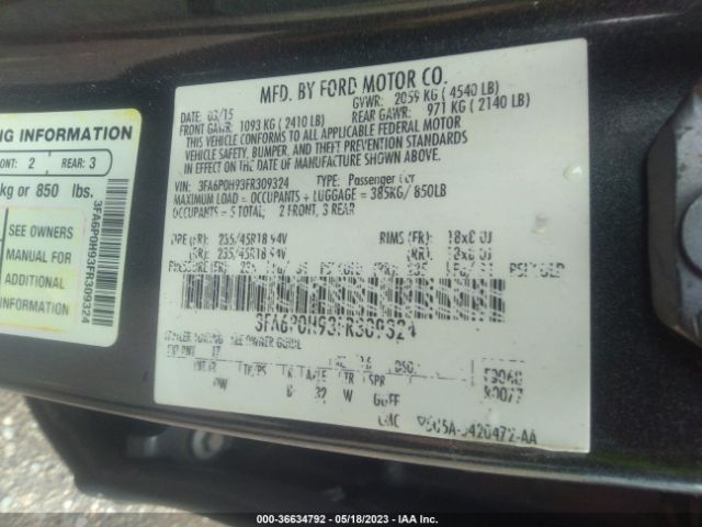 3FA6P0H93FR309324 Ford FUSION SE