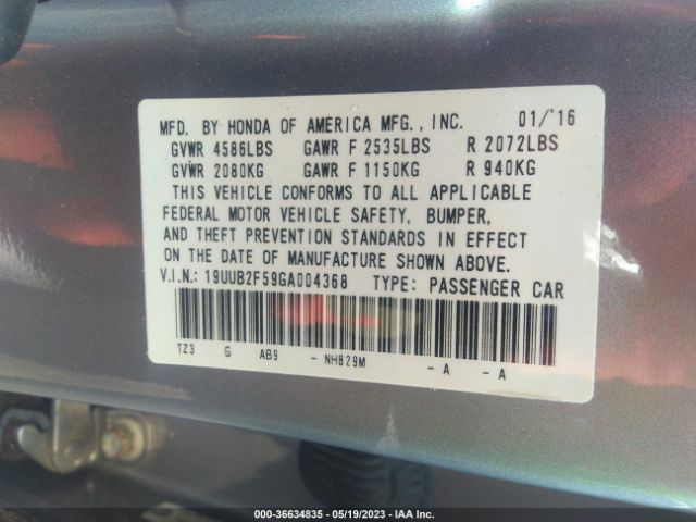 19UUB2F59GA004368 Acura Tlx V6 Tech