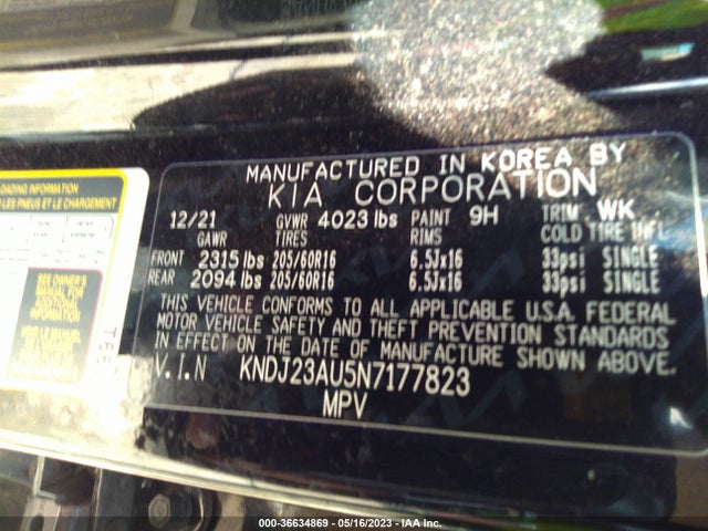 Продаж на аукціоні авто 2022 Kia Soul Lx, vin: KNDJ23AU5N7177823, номер лоту: 36634869